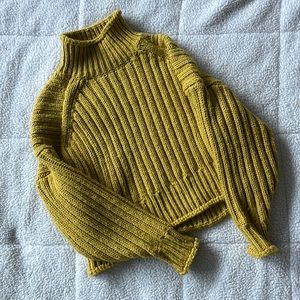 H&M Yellow Chunky Knit Turtleneck L